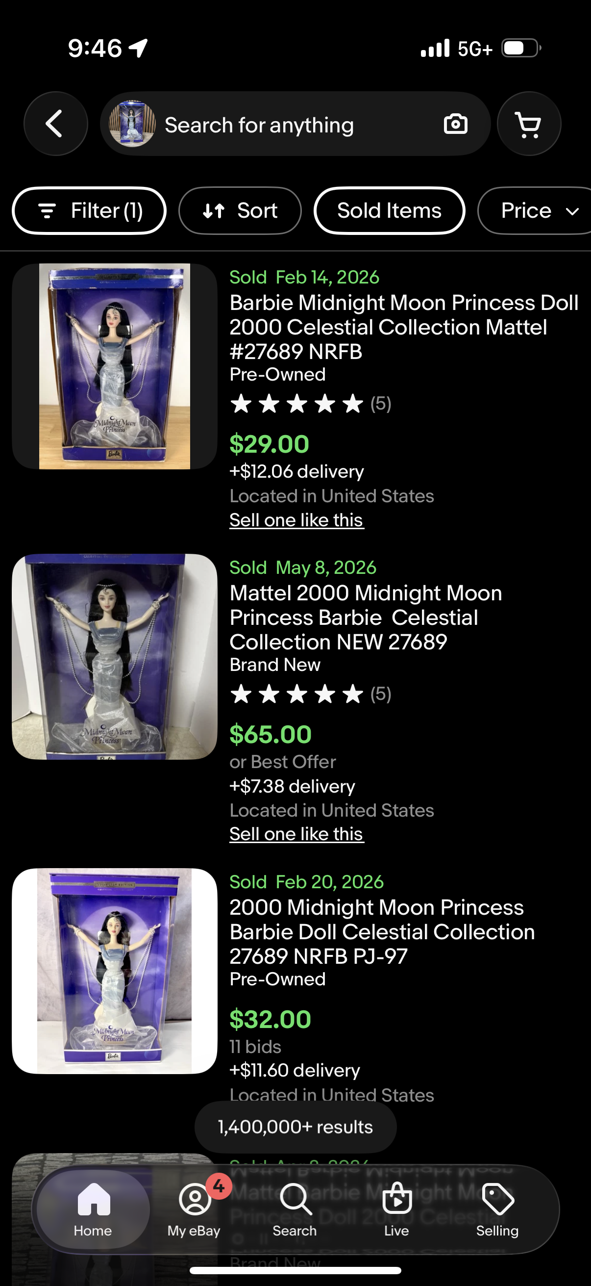 Barbie Midnight Moon Princess Celestial Collection Doll 2000 Mattel 27689