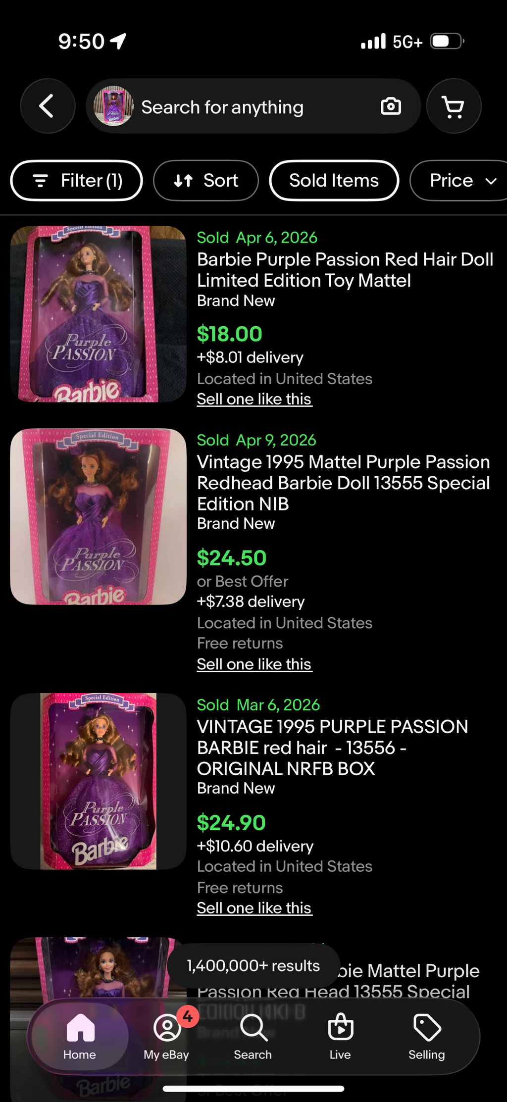 Barbie Purple Passion Doll Special Edition 1995 Mattel No. 13555 NEW