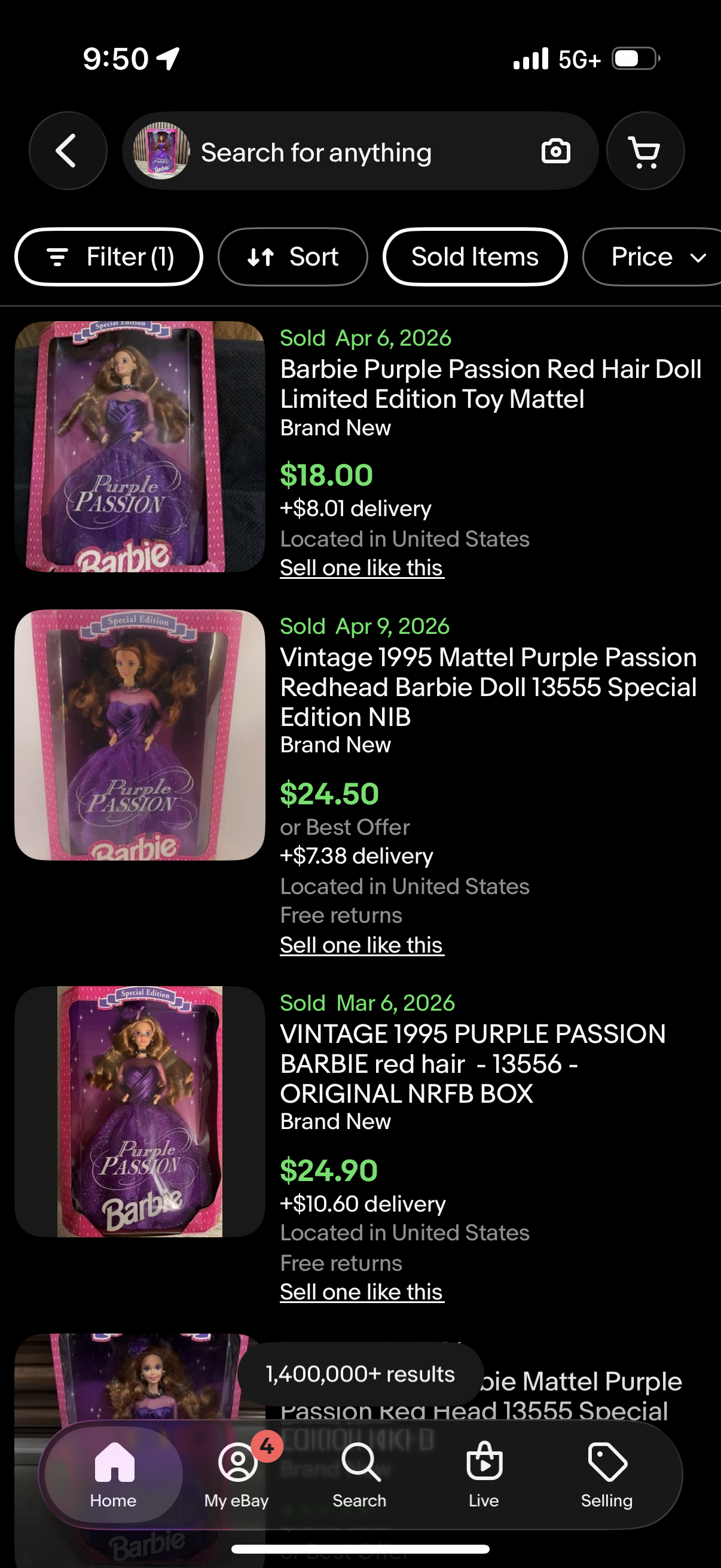 Barbie Purple Passion Doll Special Edition 1995 Mattel No. 13555 NEW