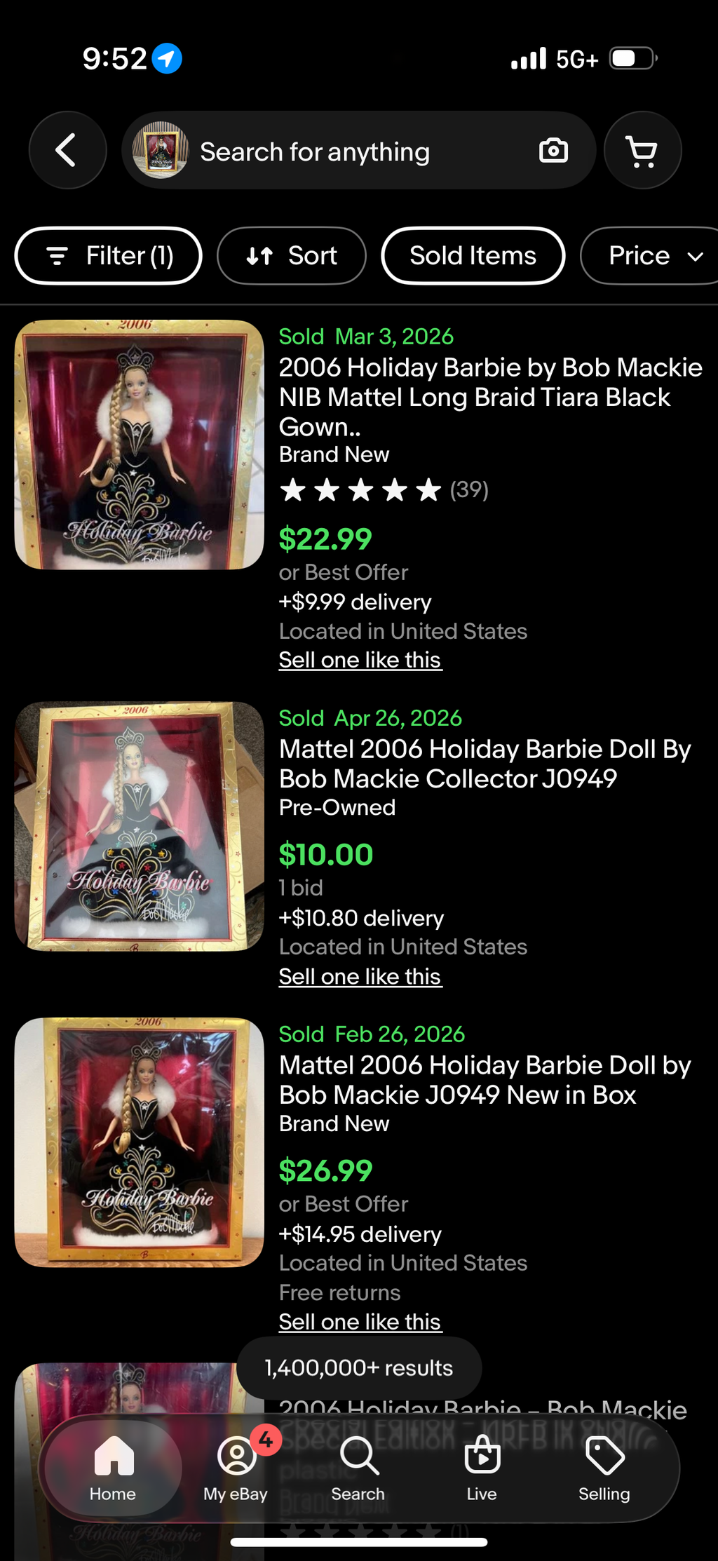 2006 Holiday Barbie Doll by Bob Mackie Mattel No. J0949 NEW