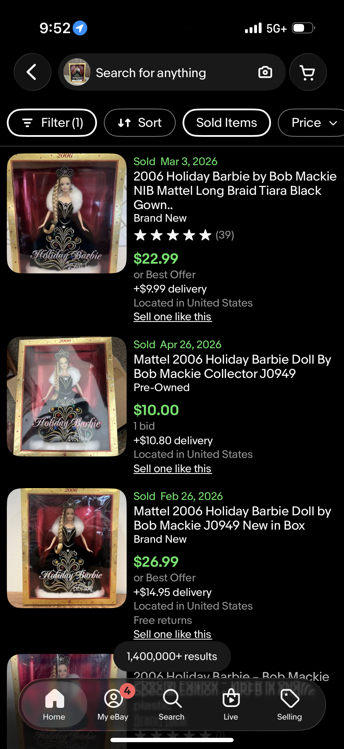 2006 Holiday Barbie Doll by Bob Mackie Mattel No. J0949 NEW