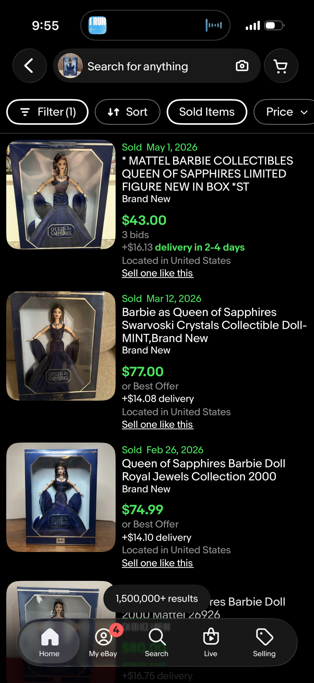 Queen of Sapphires Barbie Doll Royal Jewels Collection 2000 Mattel 26926