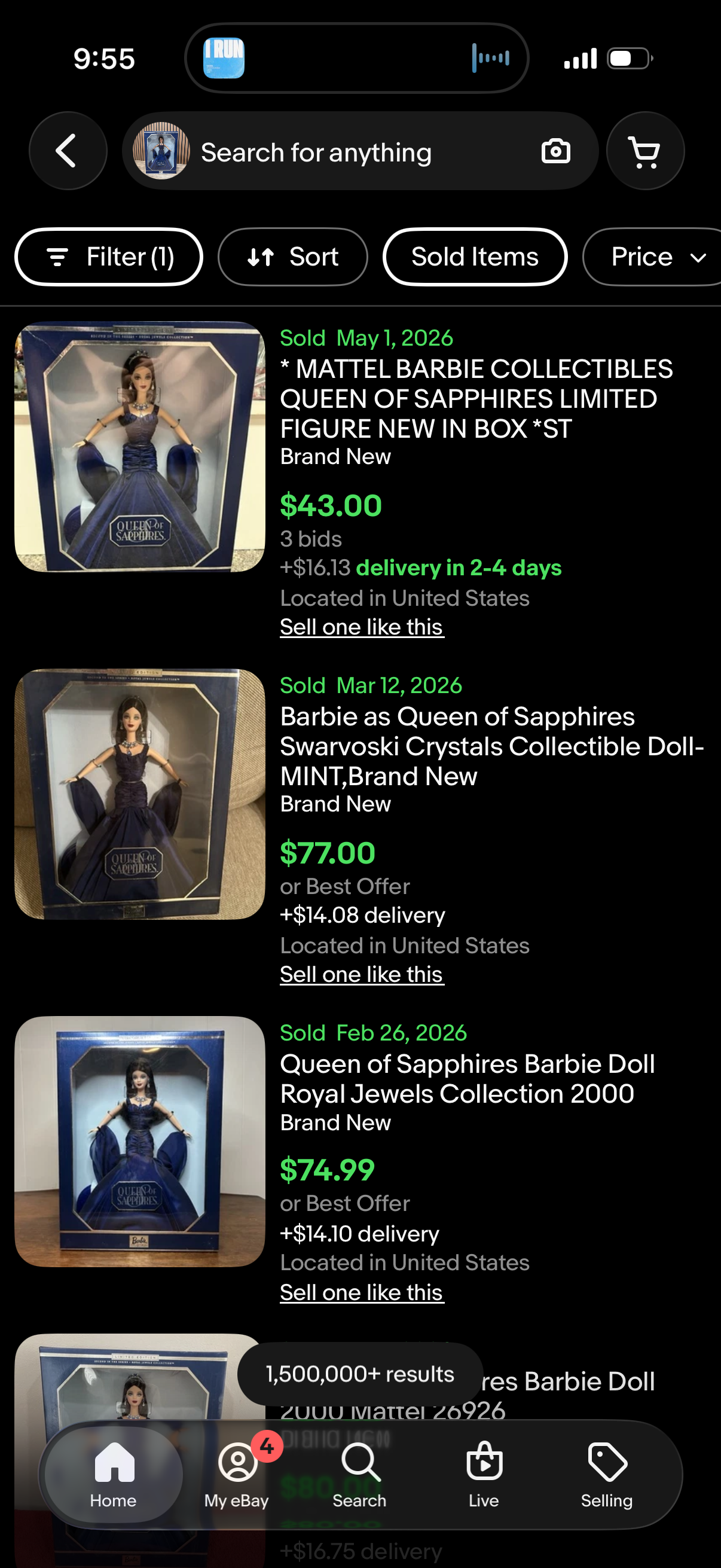 Queen of Sapphires Barbie Doll Royal Jewels Collection 2000 Mattel 26926