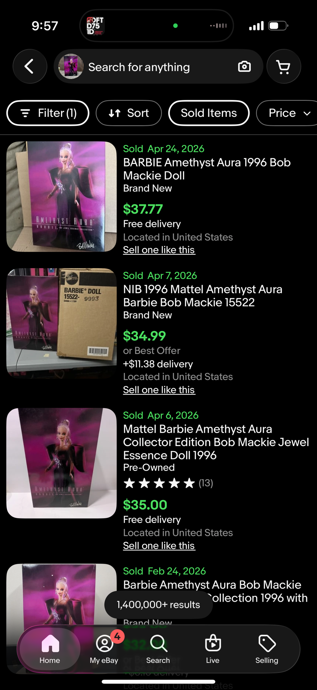 Amethyst Aura Barbie Doll The Jewel Essence Collection Bob Mackie Mattel #15522