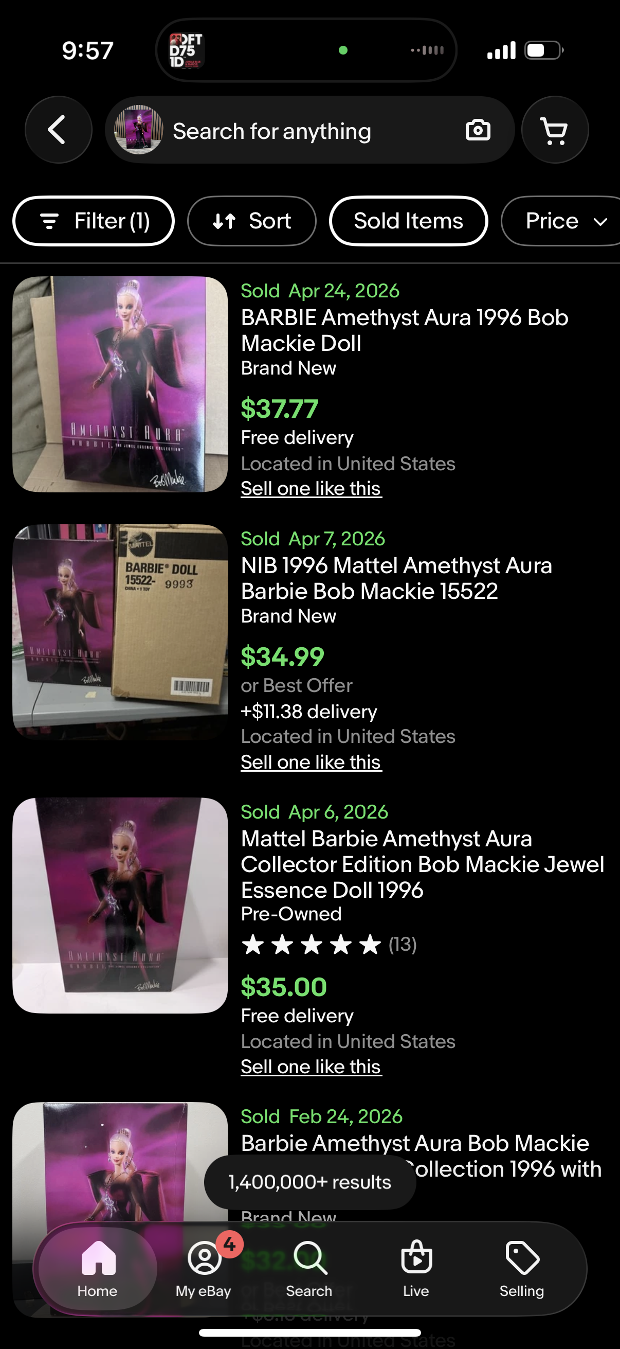 Amethyst Aura Barbie Doll The Jewel Essence Collection Bob Mackie Mattel #15522