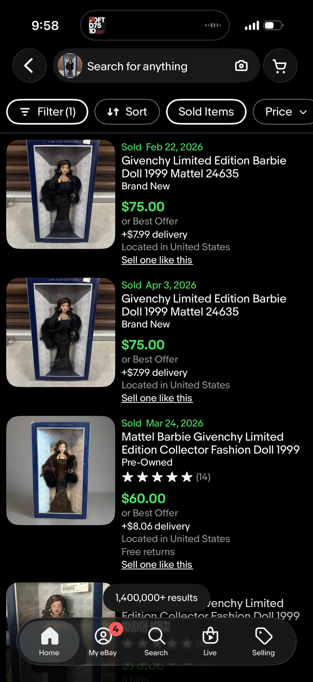 Givenchy Limited Edition Barbie Doll 1999 Mattel 24635