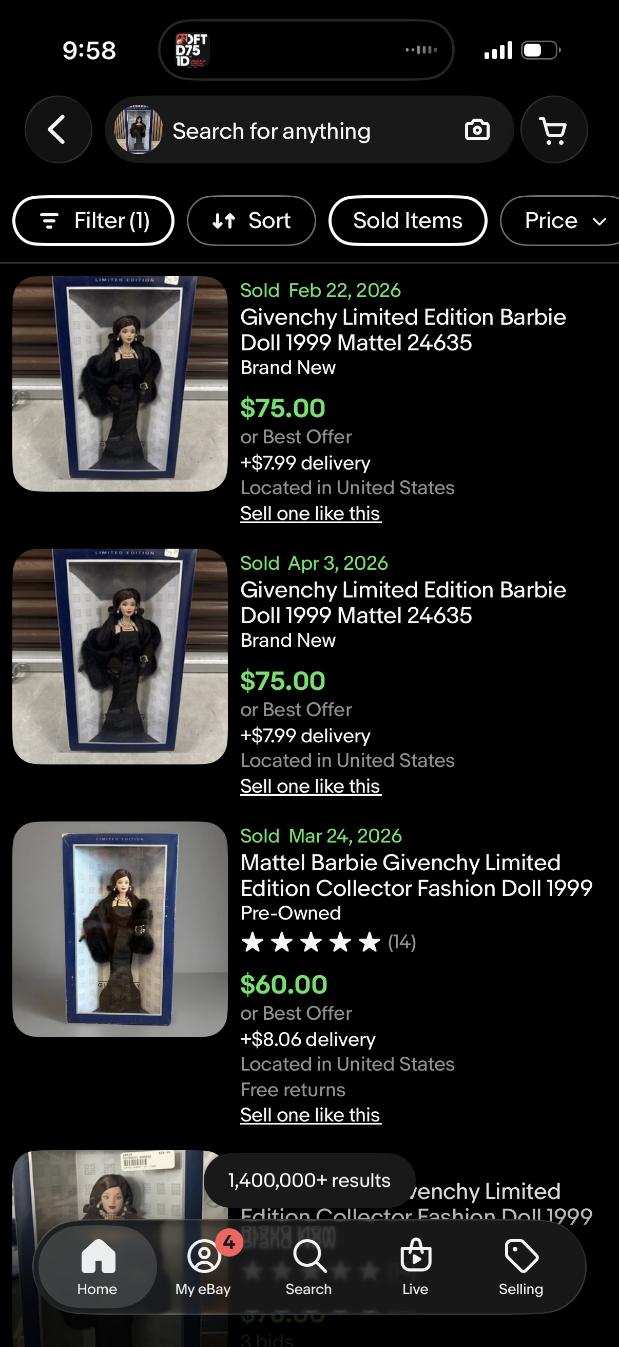 Givenchy Limited Edition Barbie Doll 1999 Mattel 24635