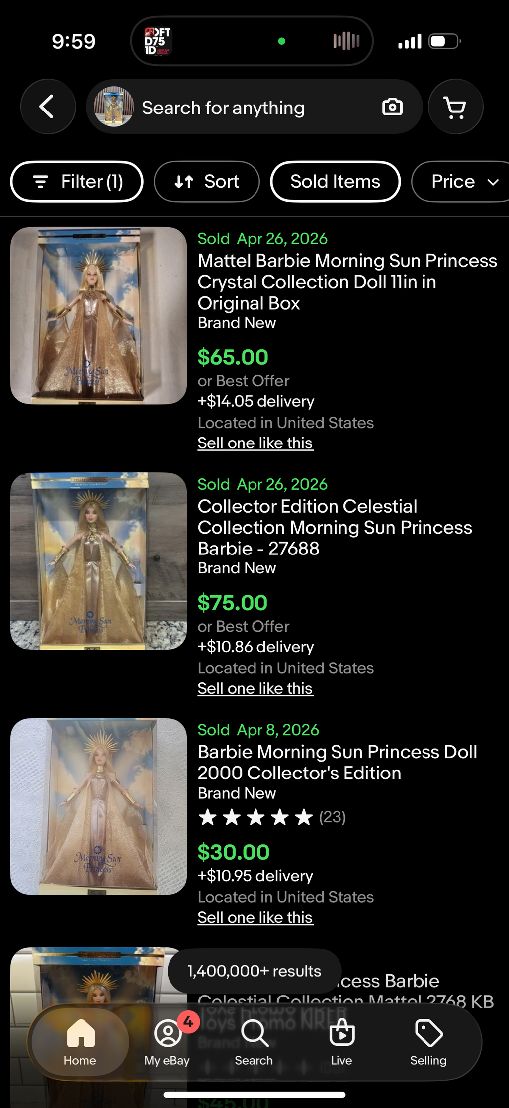 Morning Sun Princess Celestial Collection Barbie Doll 27688 Mattel 2000