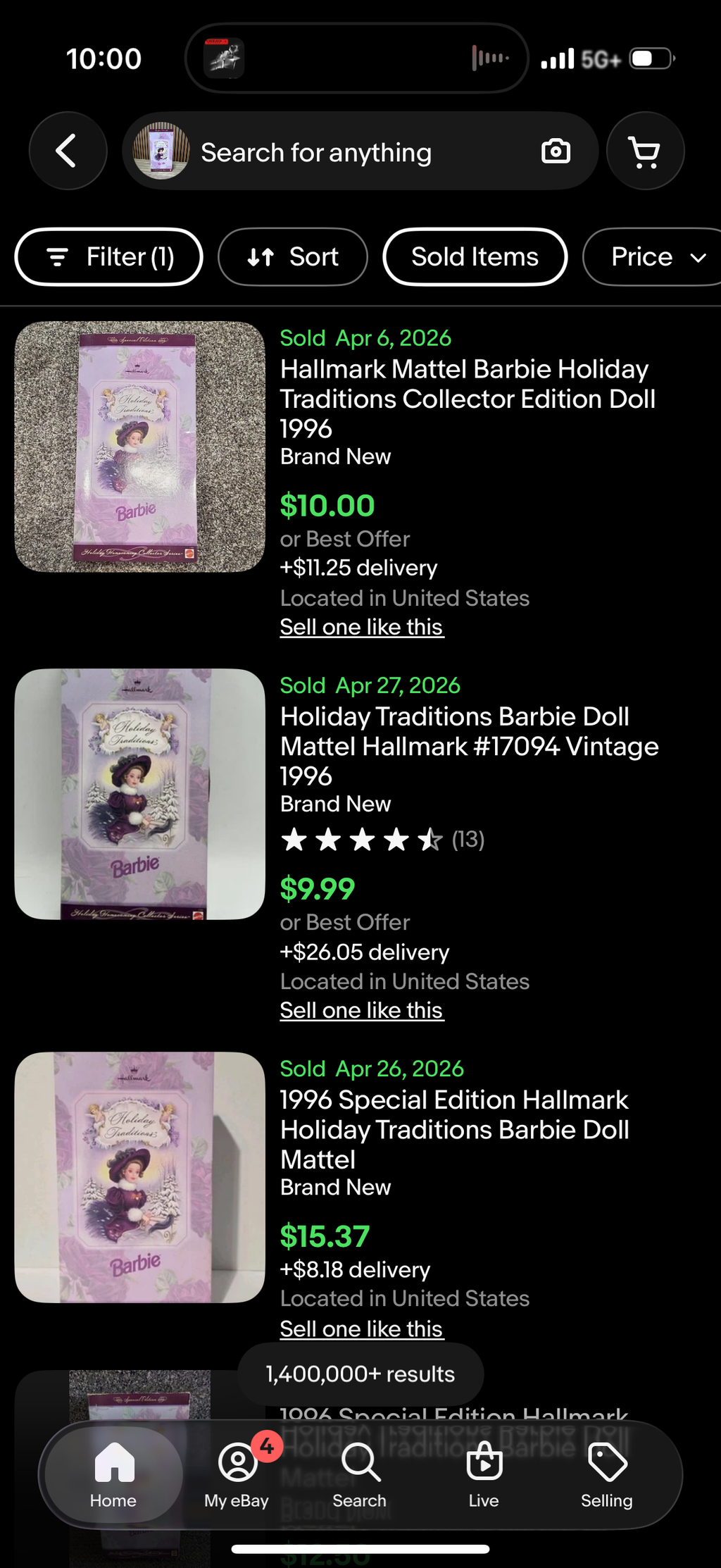 1996 Holiday Traditions Barbie Doll Holiday Homecoming Collector Series Hallmark