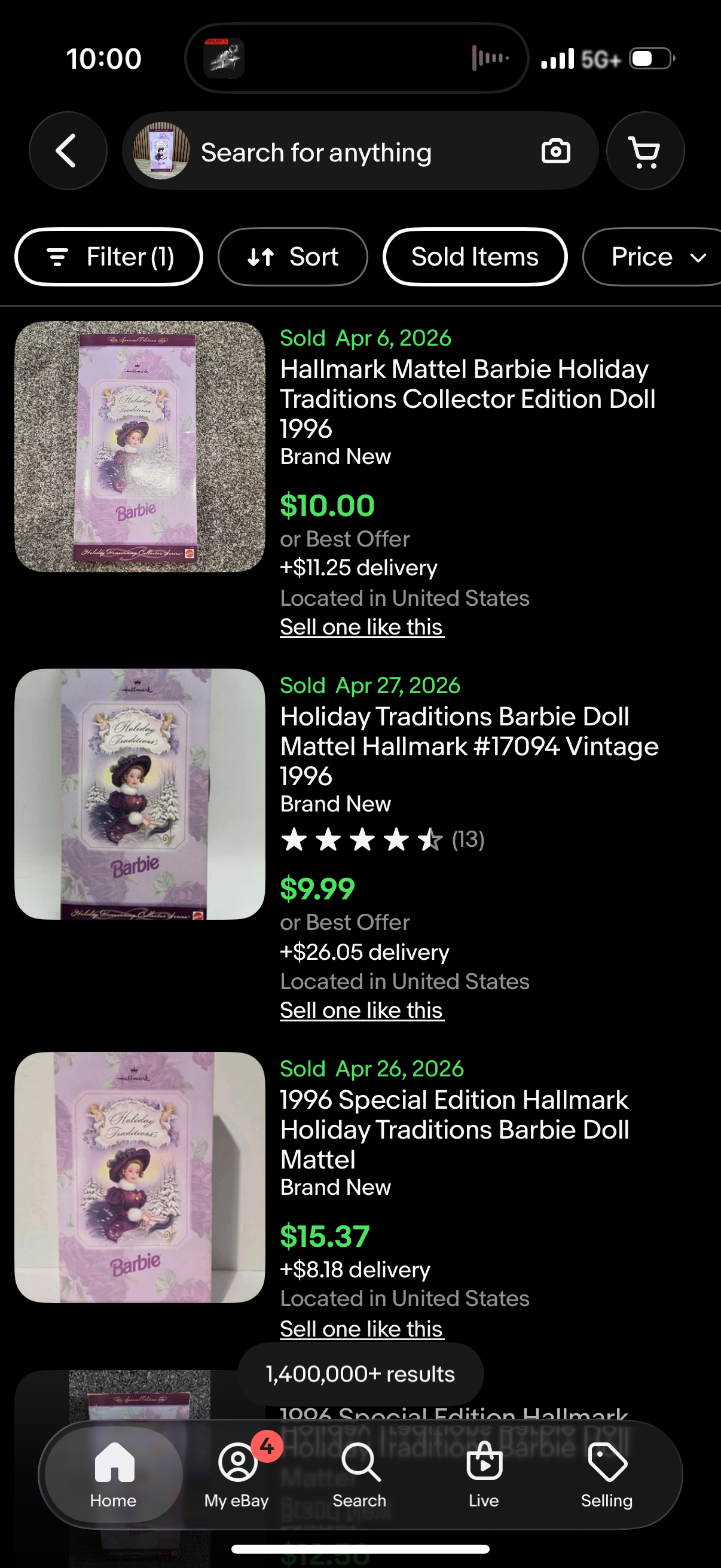1996 Holiday Traditions Barbie Doll Holiday Homecoming Collector Series Hallmark