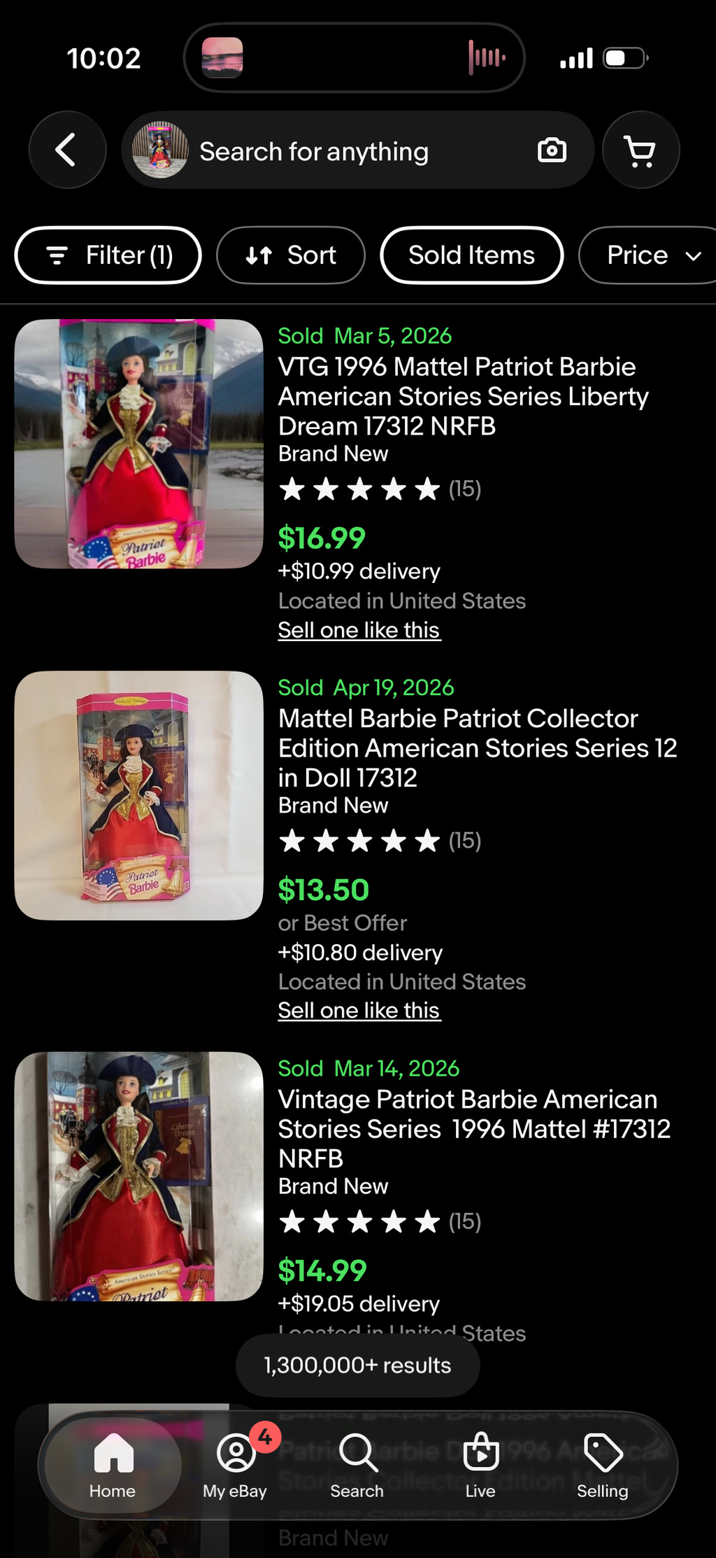 American Stories Series Patriot Barbie Doll Collector Edition 1996 Mattel 17312