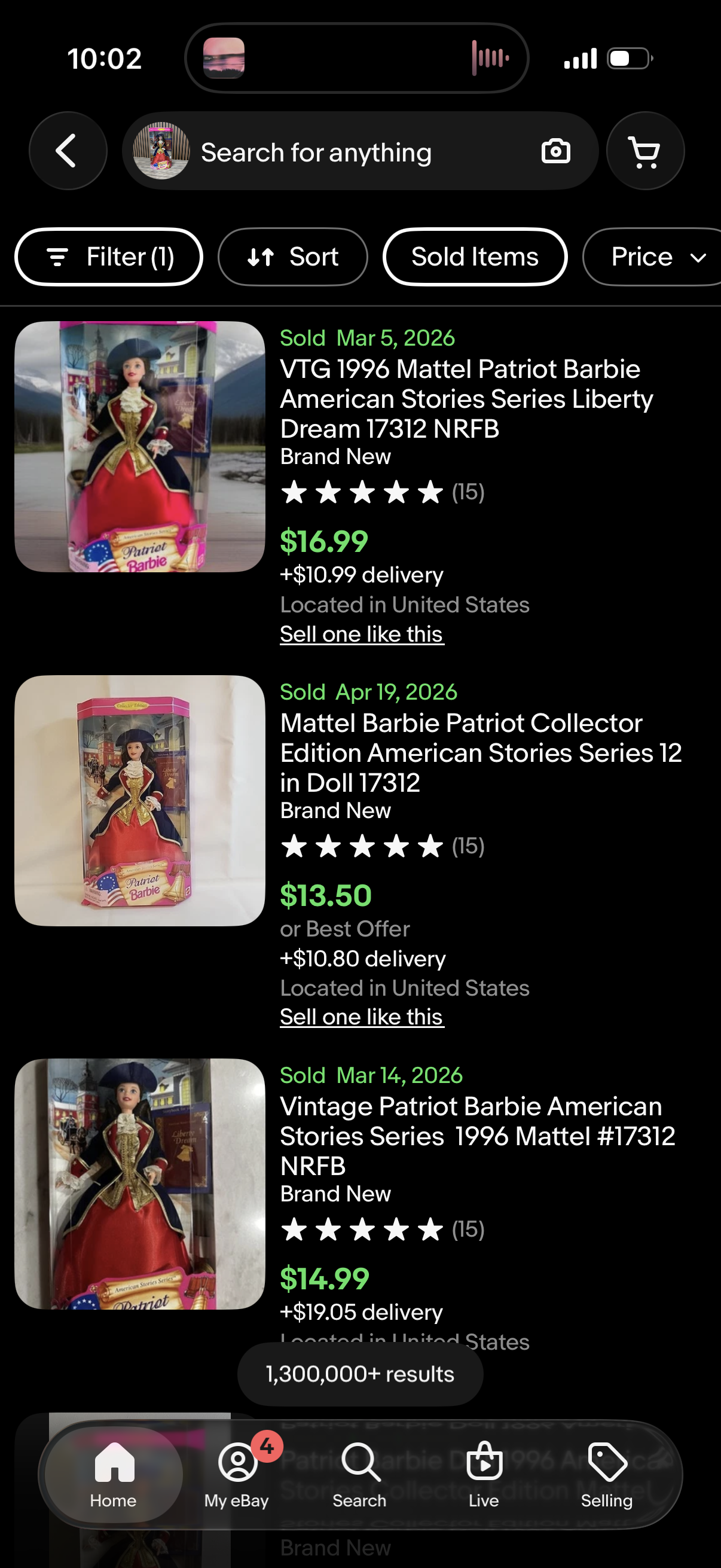 American Stories Series Patriot Barbie Doll Collector Edition 1996 Mattel 17312
