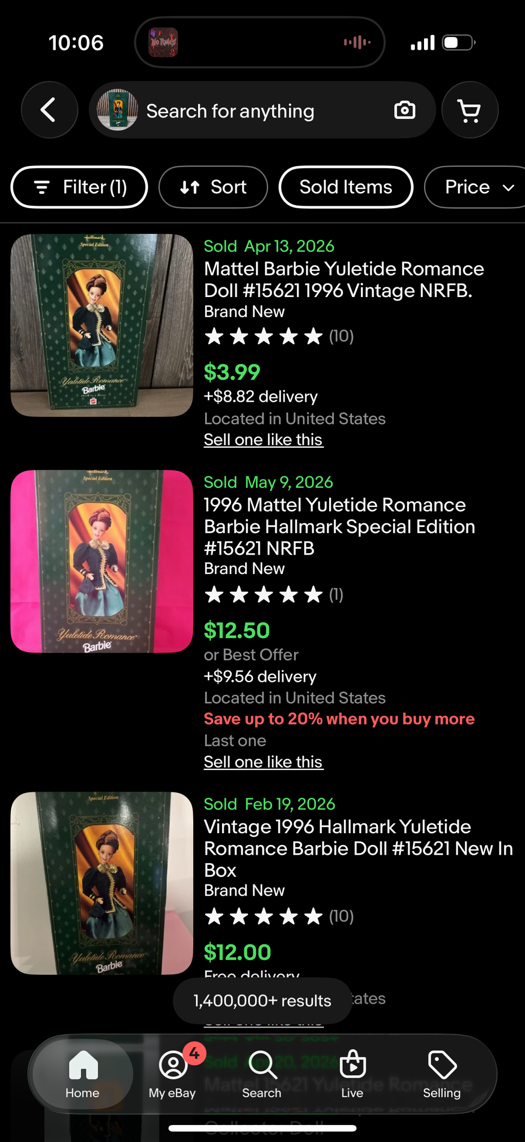 Yuletide Romance Barbie Hallmark Special Edition Doll 1996 Mattel 15621