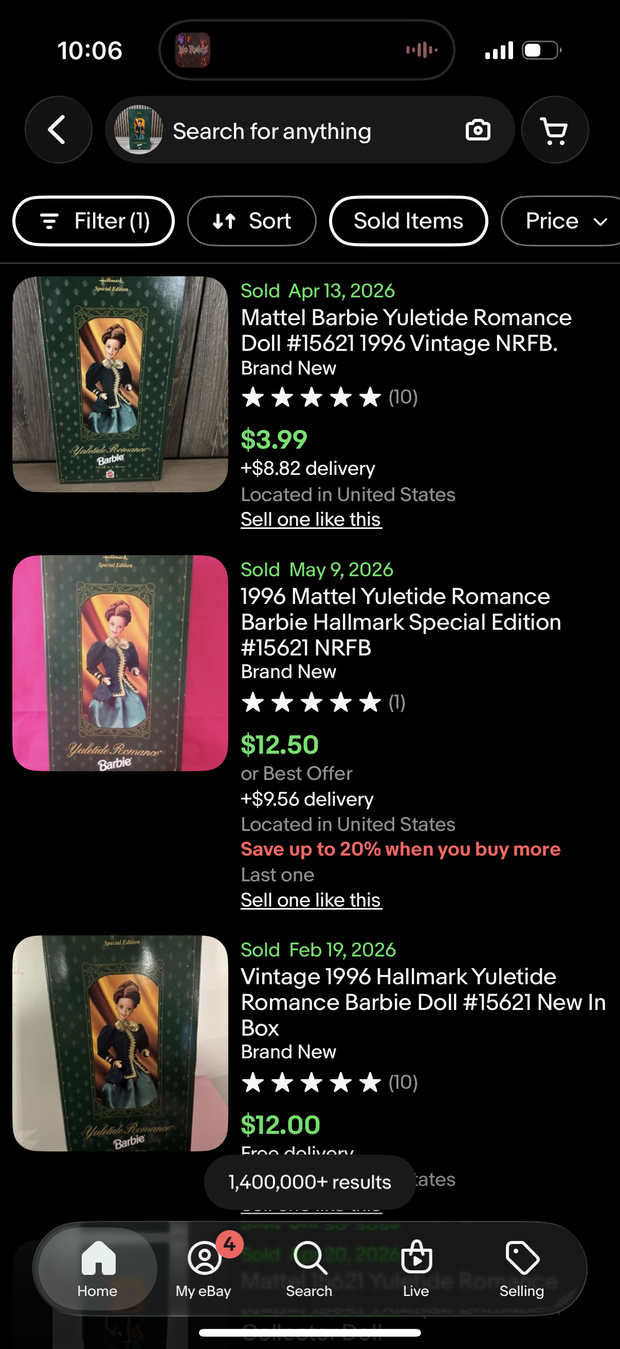 Yuletide Romance Barbie Hallmark Special Edition Doll 1996 Mattel 15621