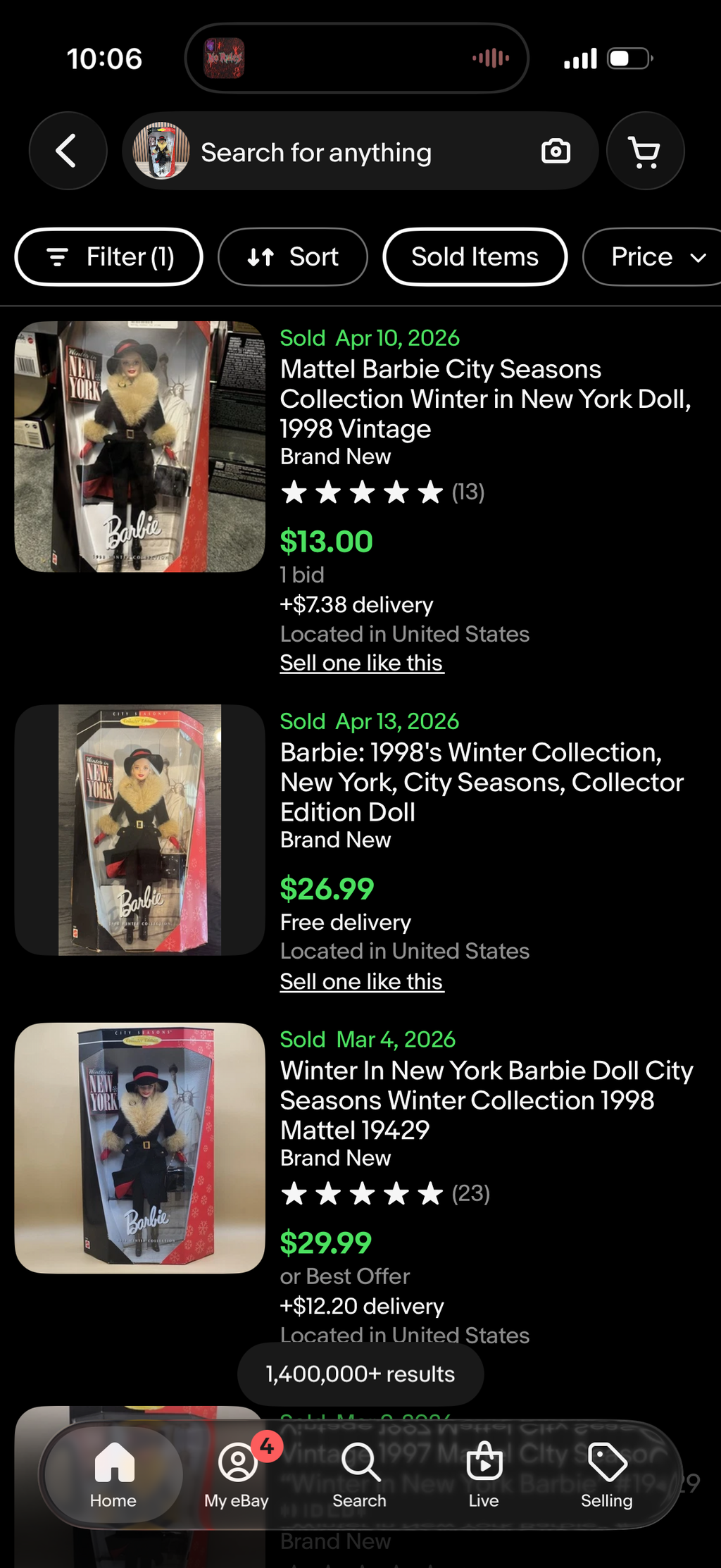 Winter In New York Barbie Doll City Seasons Winter Collection 1998 Mattel 19429  1