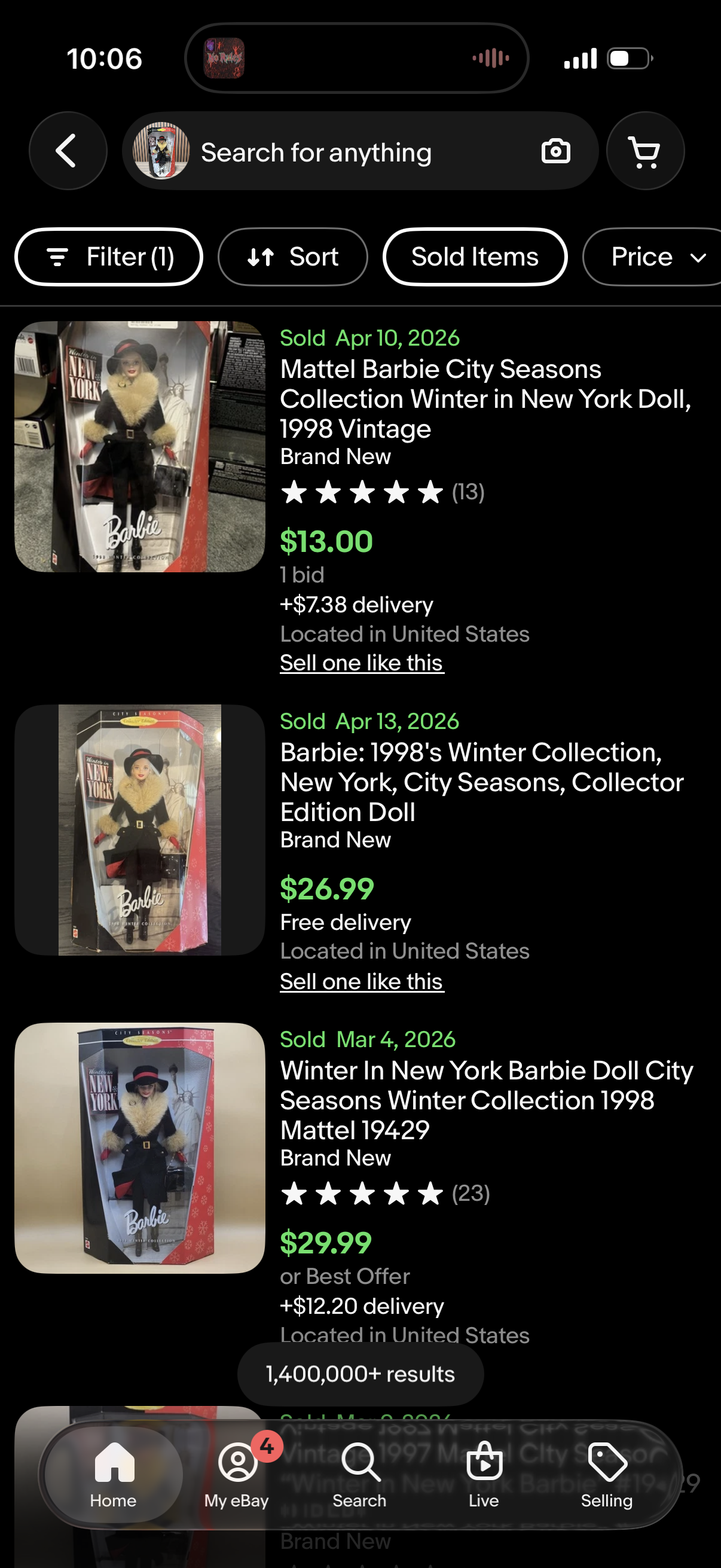 Winter In New York Barbie Doll City Seasons Winter Collection 1998 Mattel 19429  1