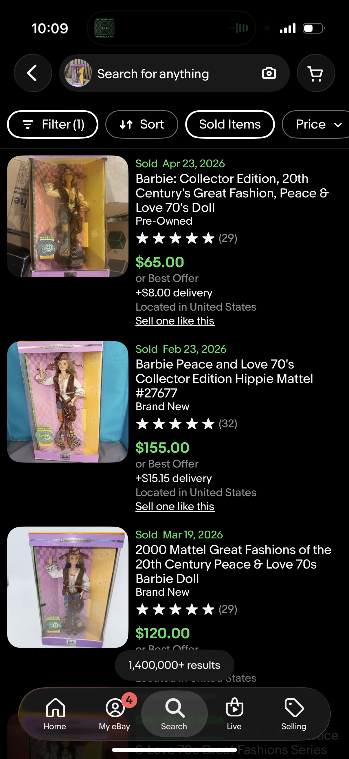 Barbie Peace & Love 70s Great 20th Century Fashion Barbie Doll 2000 Mattel 27677