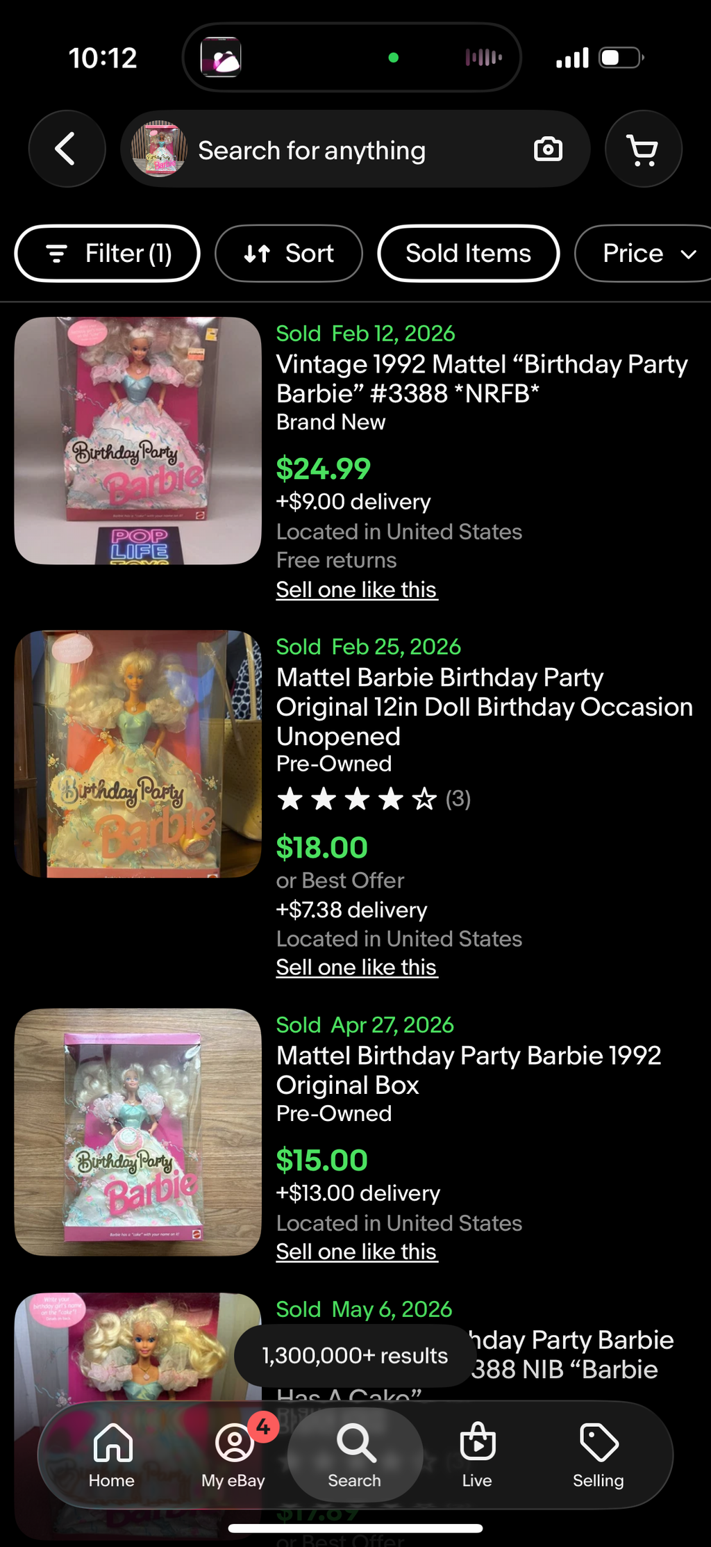 Birthday Party Barbie Doll 1992 Mattel No. 3388