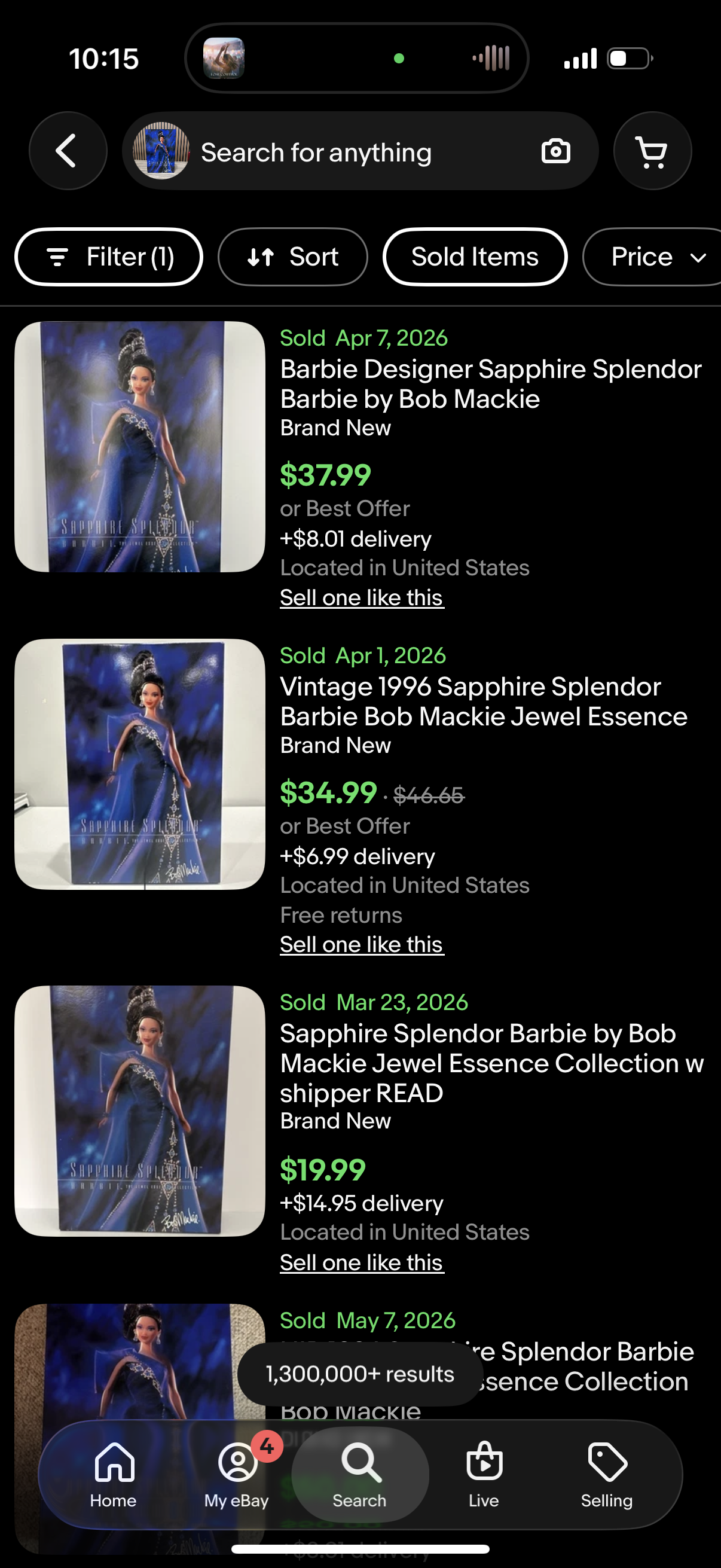 Sapphire Splendor Barbie Doll The Jewel Essence Collection Bob Mackie 15523