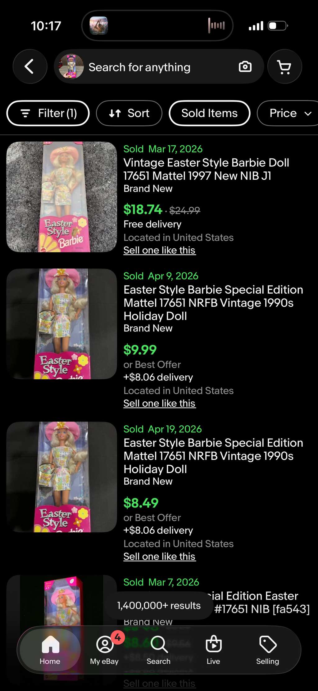 Easter Style Barbie Doll Special Edition 1997 Mattel 17651 NEW
