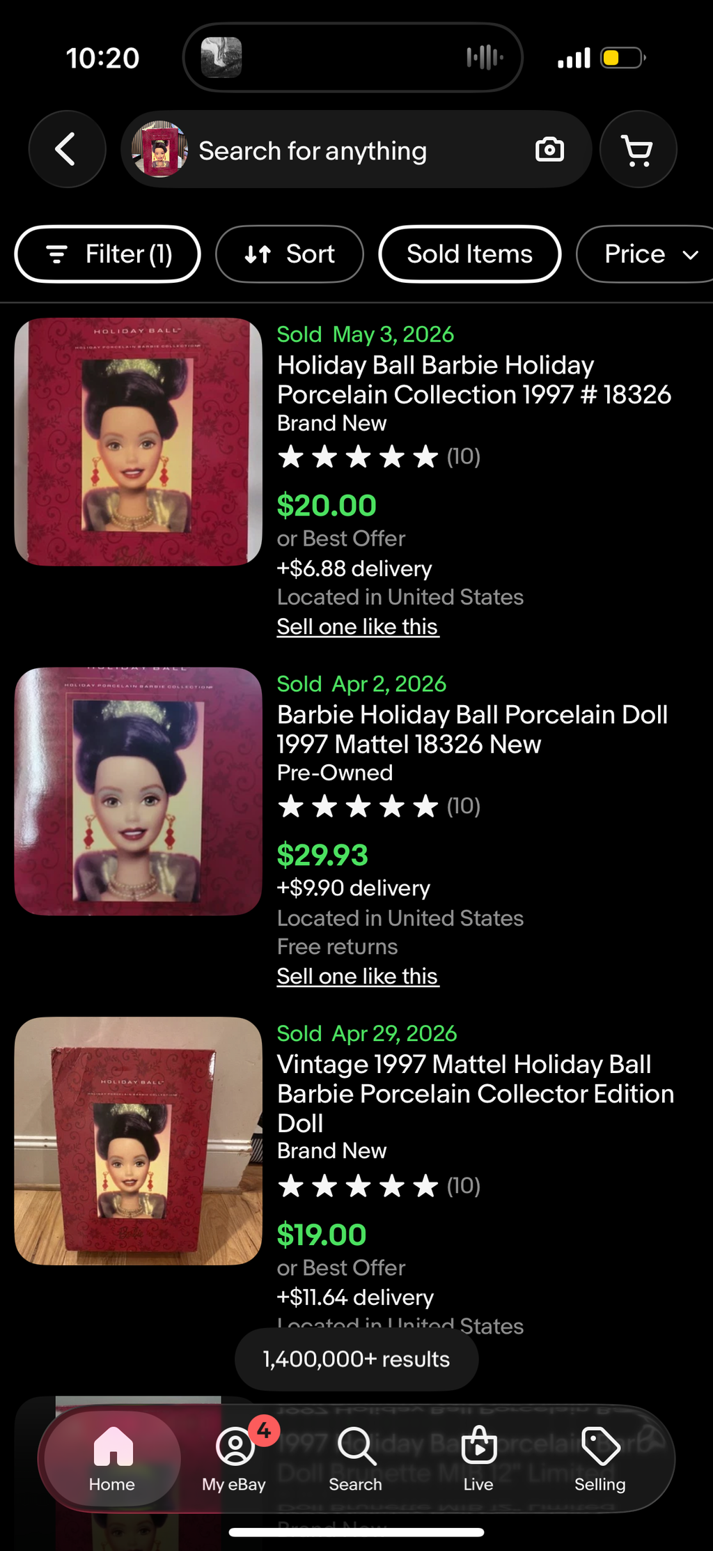 Barbie Holiday Ball Porcelain Doll 1997 Mattel 18326 USED