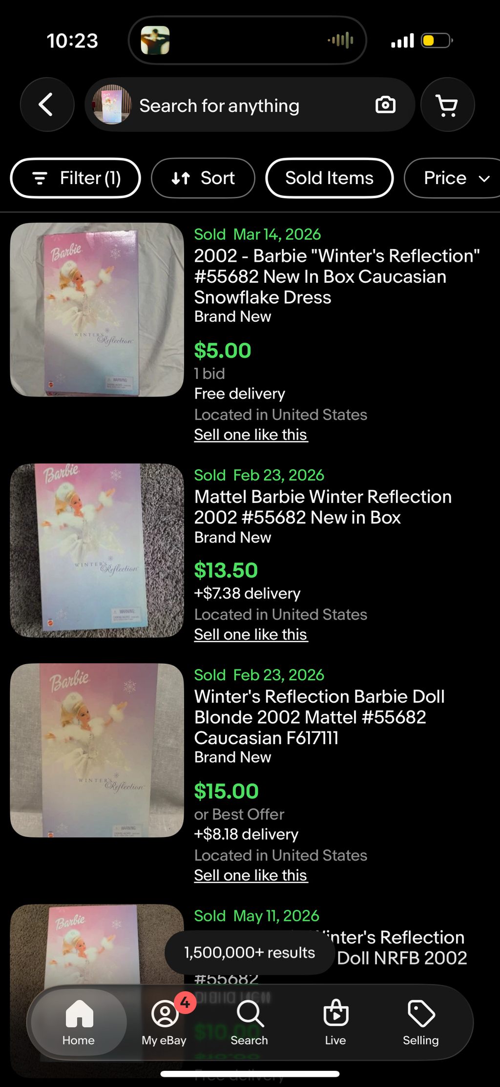 Winter's Reflection Barbie Doll Blonde 2002 Mattel 55682