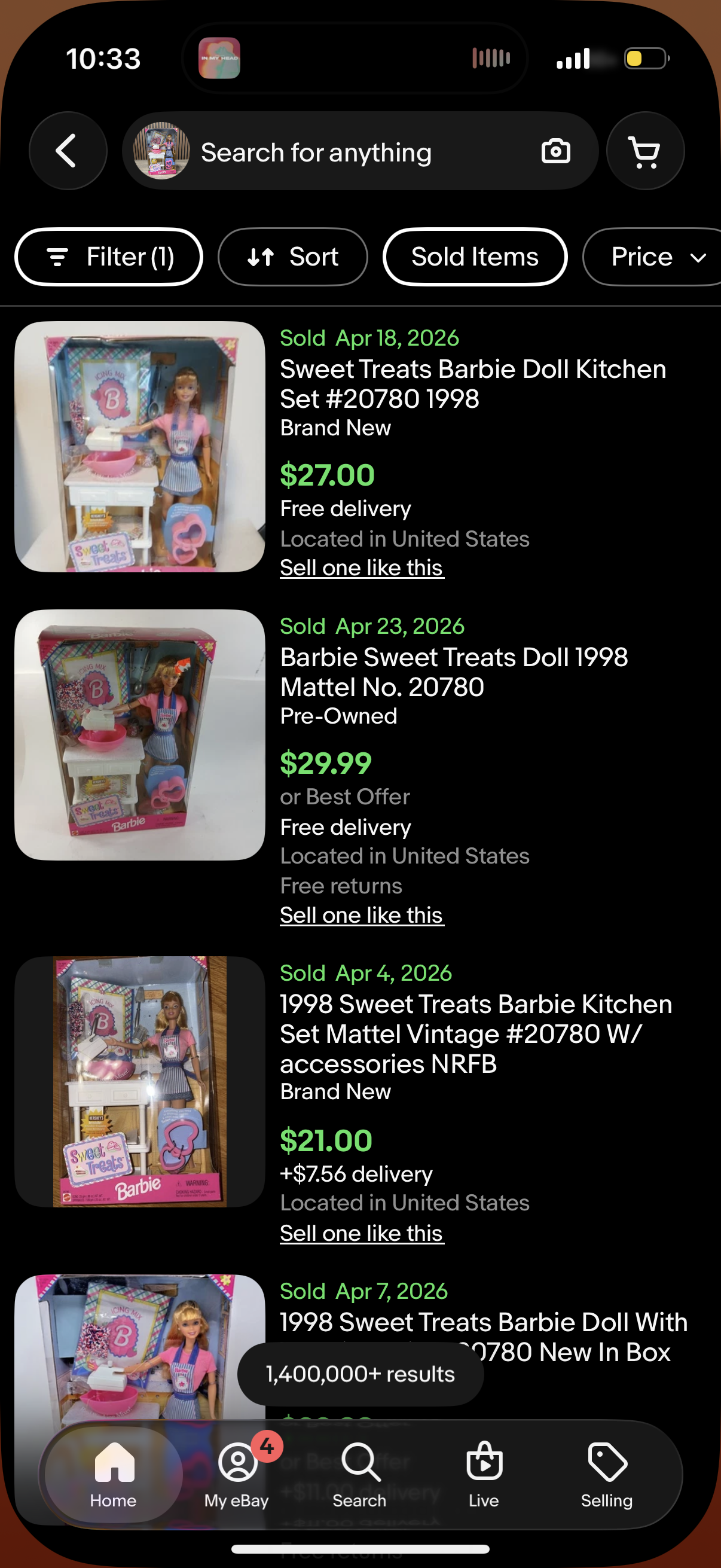 Barbie Sweet Treats Doll 1998 Mattel No. 20780 NRFB
