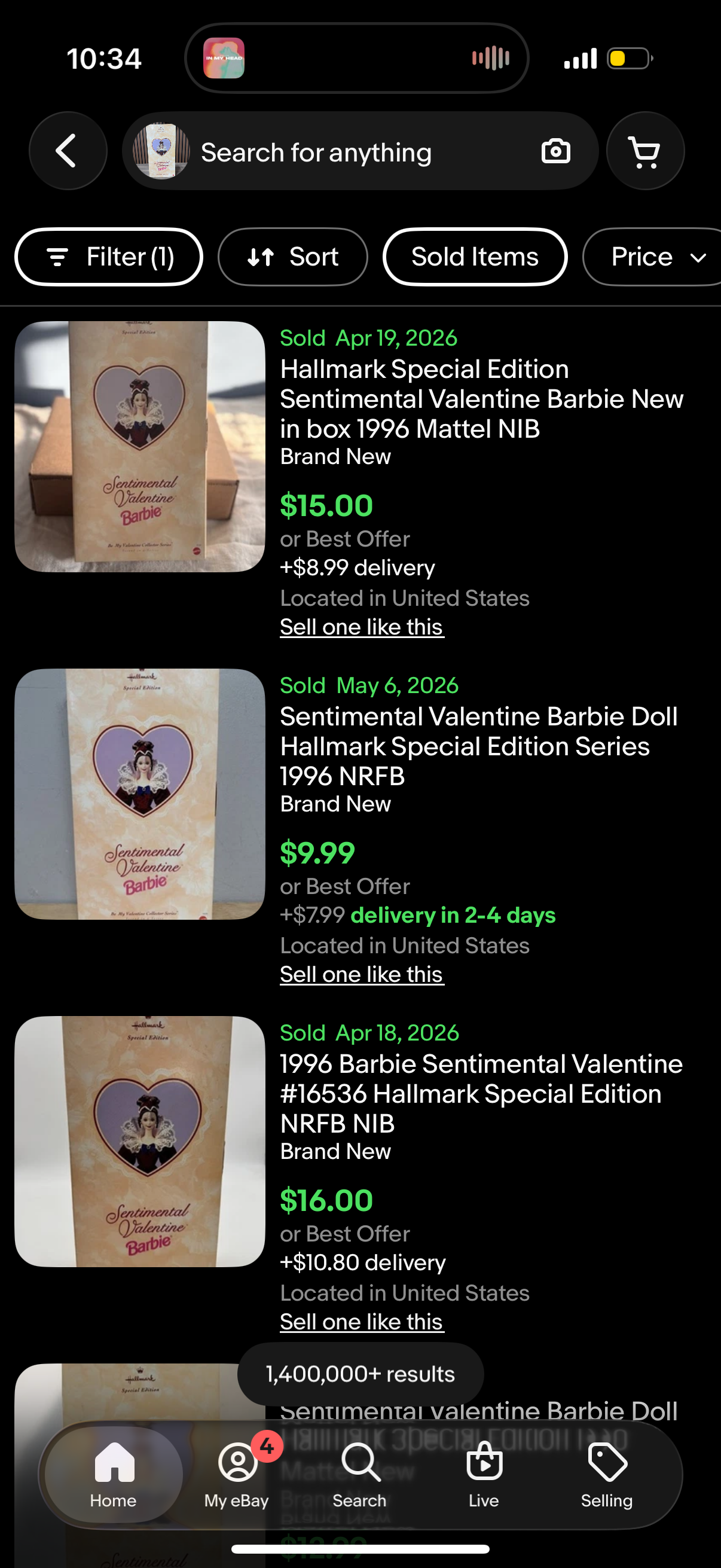 Sentimental Valentine Barbie Doll 1996 Hallmark Exclusive Mattel 16536