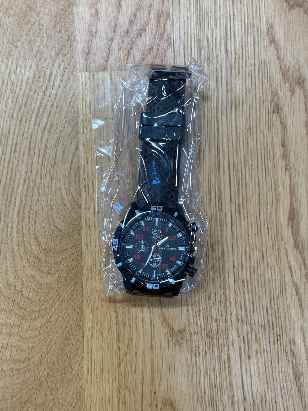 Black/Red GT Watch Leather Strap