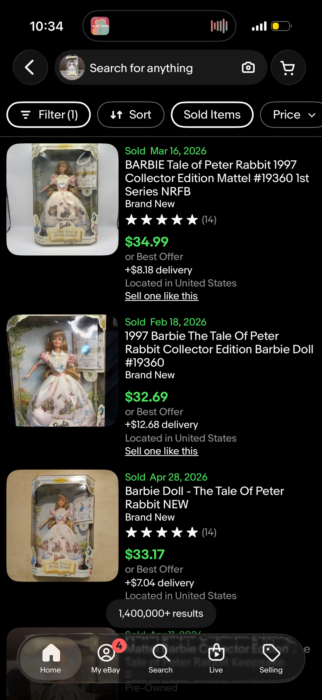The Tale of Peter Rabbit Barbie Doll Collector Edition 1997 Mattel 19360