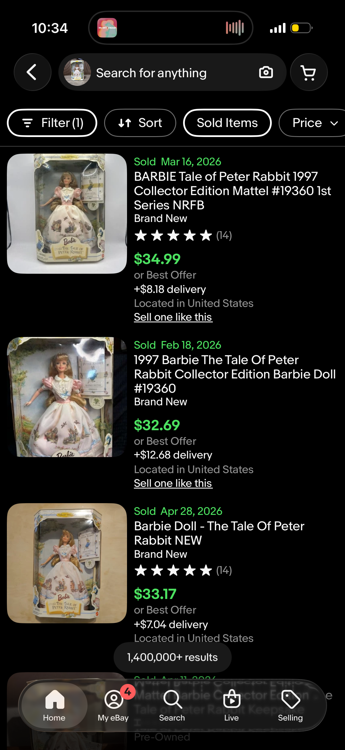 The Tale of Peter Rabbit Barbie Doll Collector Edition 1997 Mattel 19360