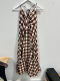 Free People Via Gingham Seersucker Tie-Front Midi Dress - Brown - Size S