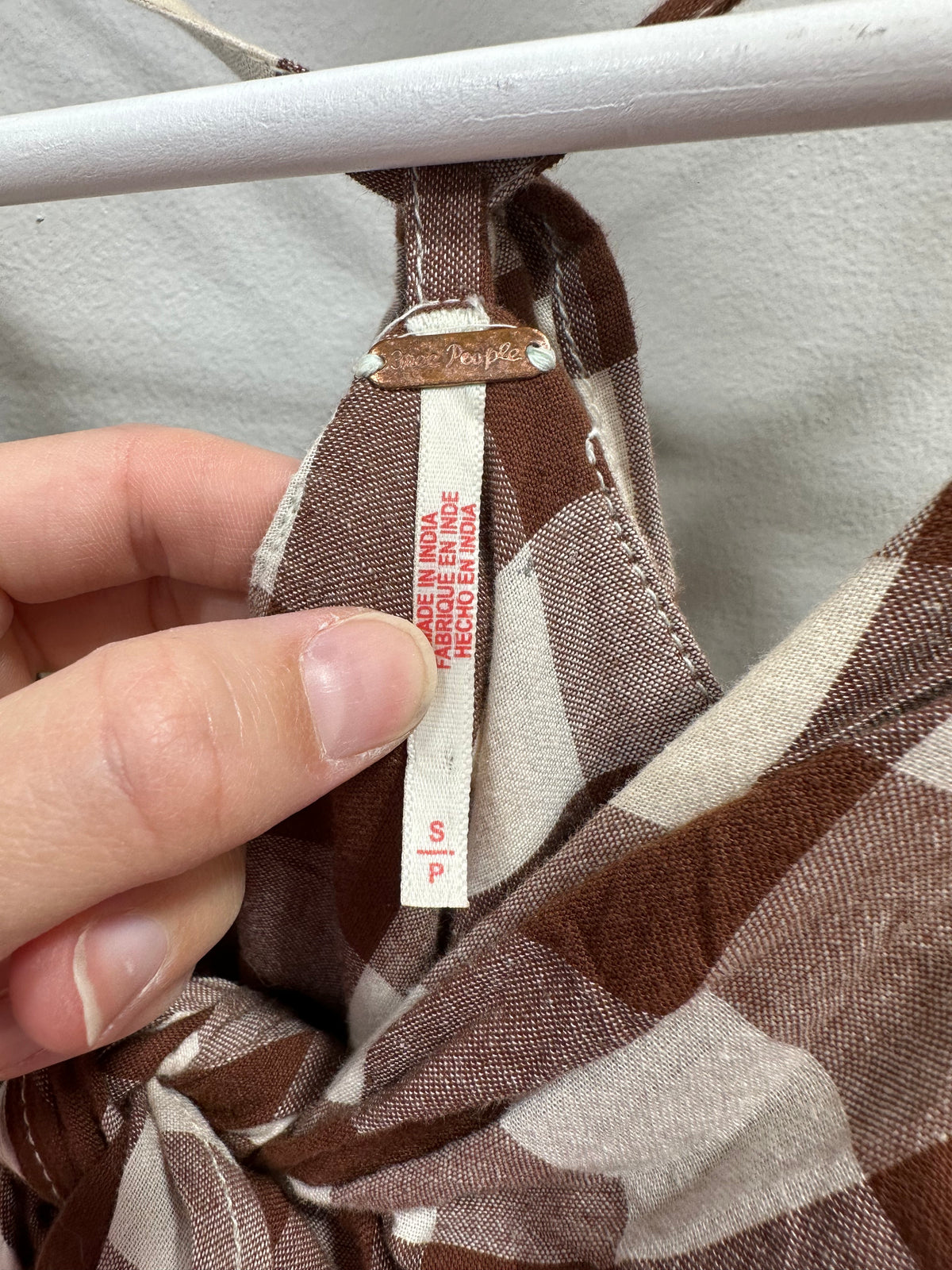 Free People Via Gingham Seersucker Tie-Front Midi Dress - Brown - Size S