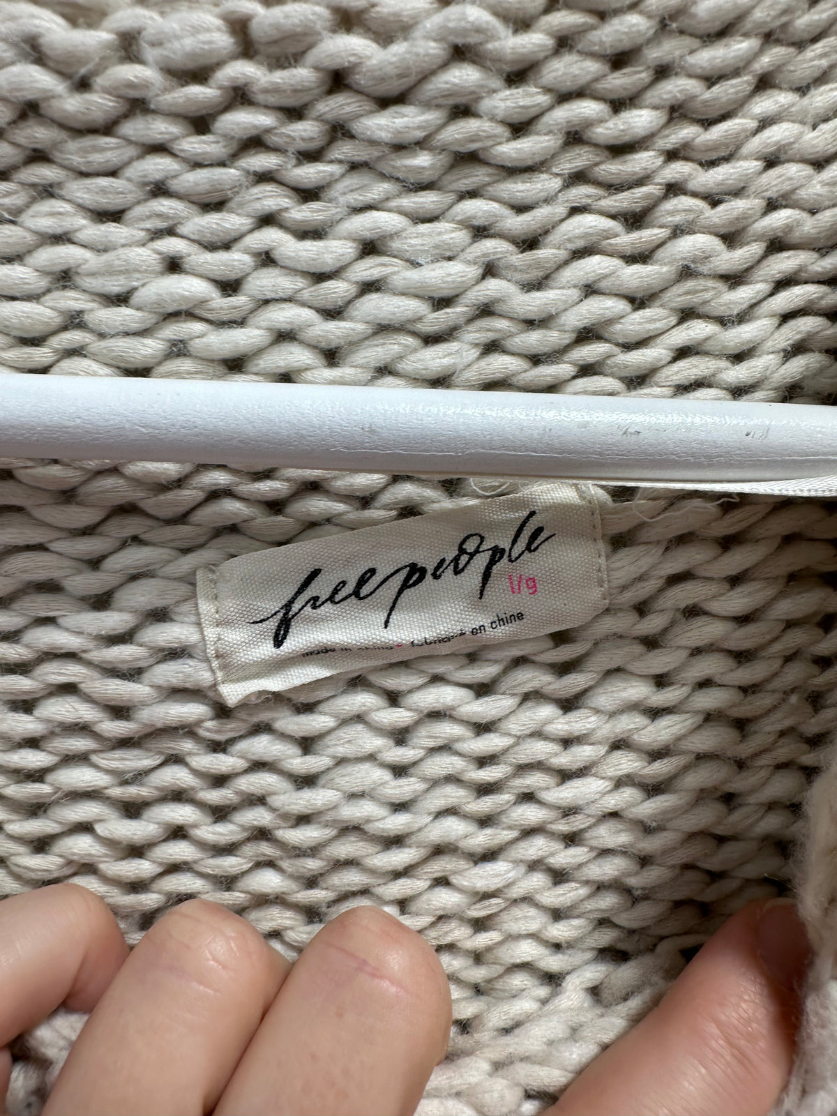 Free People Chunky Heavy Knit Cropped Boxy Sweater - Cream Ivory - Size L