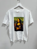 Mona Lisa Cat Renaissance Parody Graphic T-Shirt White - Size XL
