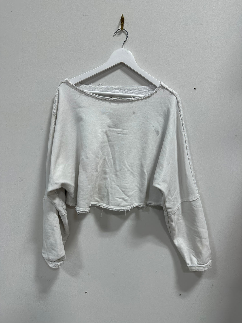 Free People "To the east" Cropped Sweatshirt - White Ivory - Size M
