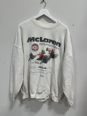McLaren F1 Team 1988 MP4/4 Vintage Graphic Oversized Sweatshirt - Cream - XXL