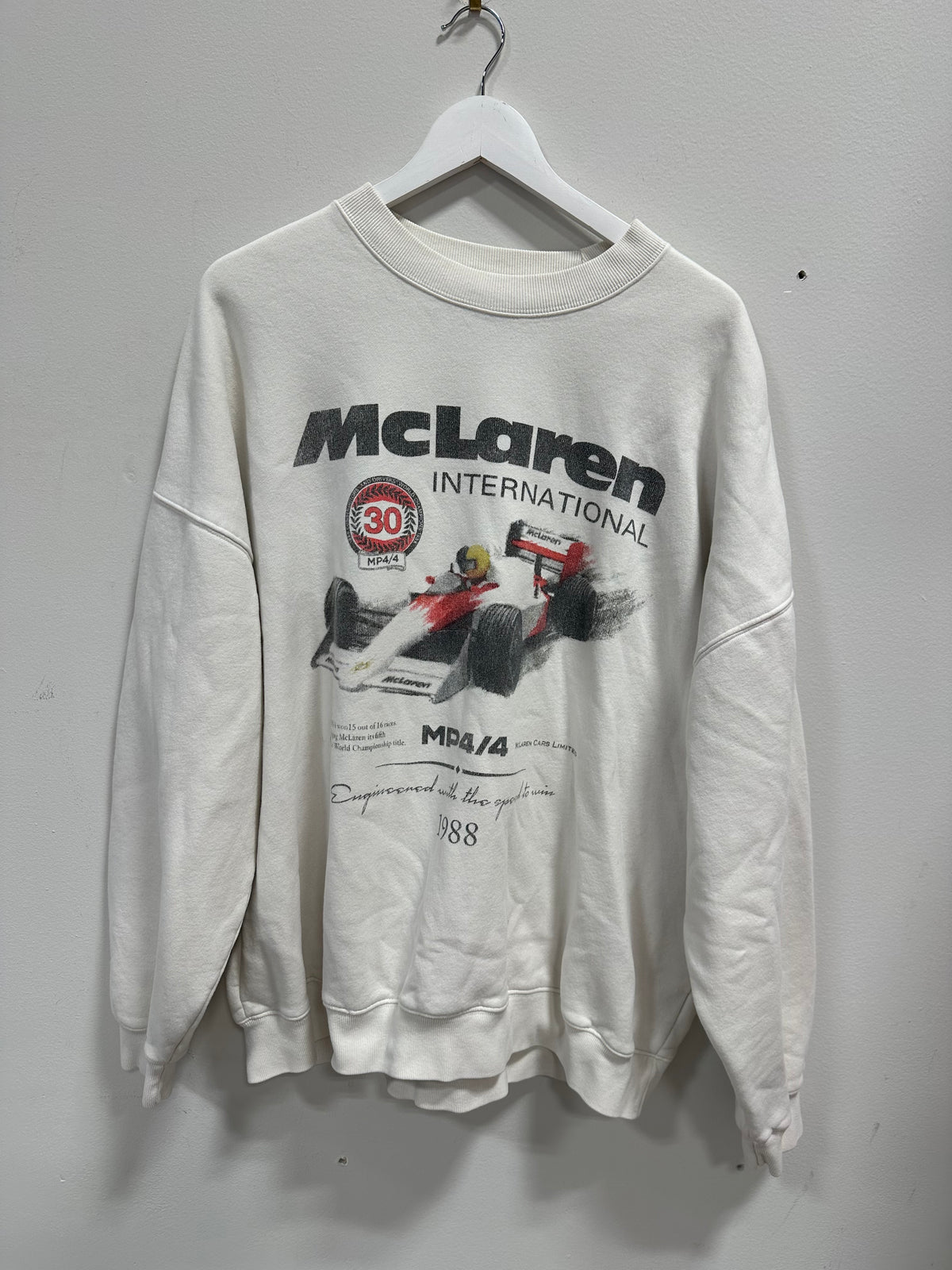 McLaren F1 Team 1988 MP4/4 Vintage Graphic Oversized Sweatshirt - Cream - XXL