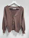 Free People FP Beach Textured Knit 2-Piece Cardigan & Pants Lounge Set - Mauve - M