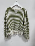 Free People We The Free Classic Striped Oversized Sweatshirt - Olive Green - S