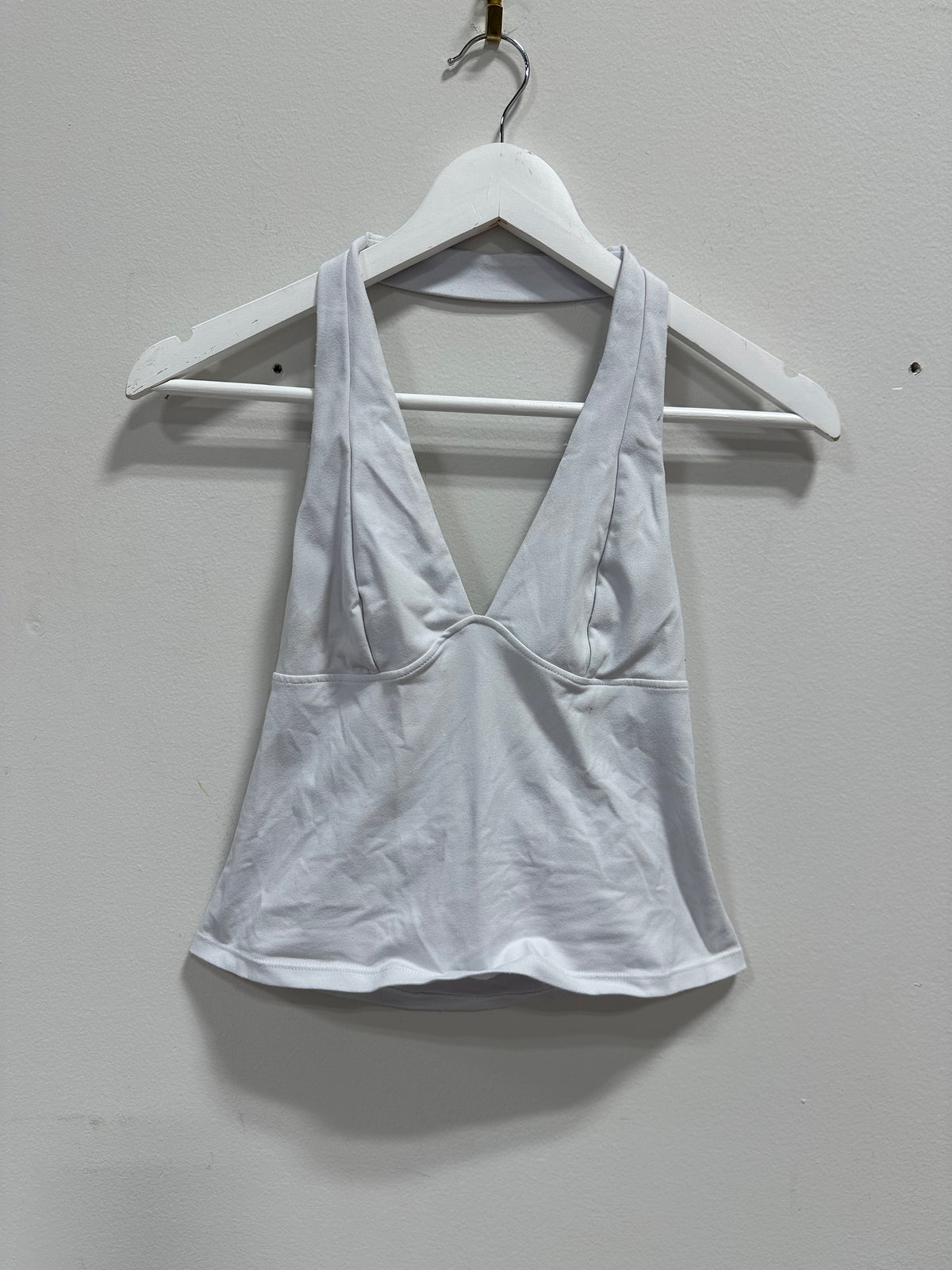 Intimately Free People Still Here Halter Plunge Neck Cami Top - White - XS/S