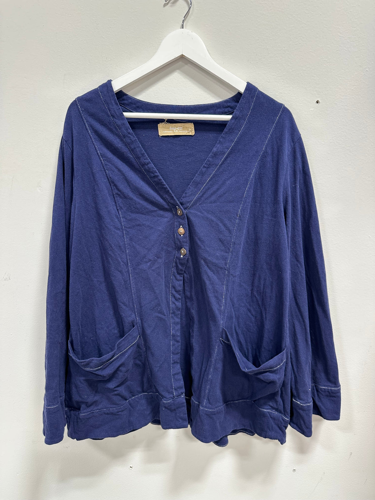 Free People free-est Strada 100% Cotton Cardigan & Wide-Leg Pants Lounge Set - Navy - M