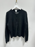 H&M Classic Fine-Knit Button-Front Crewneck Cardigan Sweater - Black - Size M