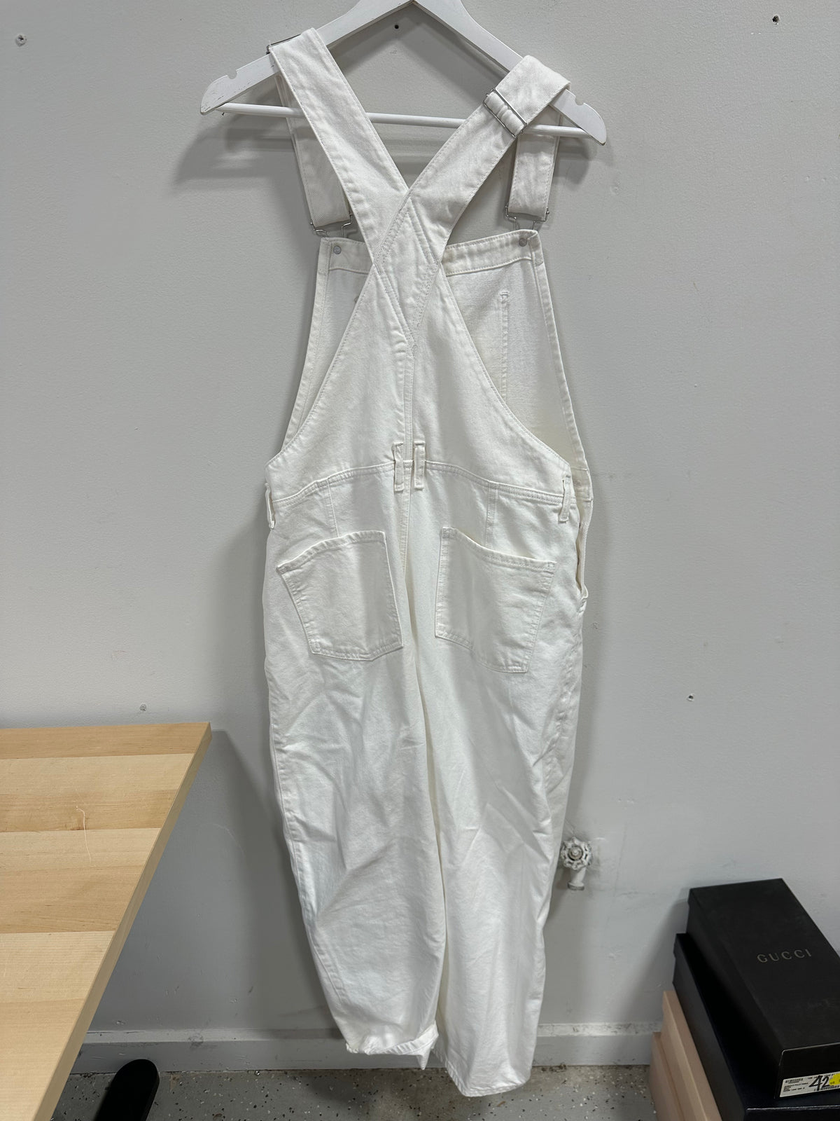 BDG Urban Outfitters White Rih Extreme Barrel Leg Overalls - Ivory - Large