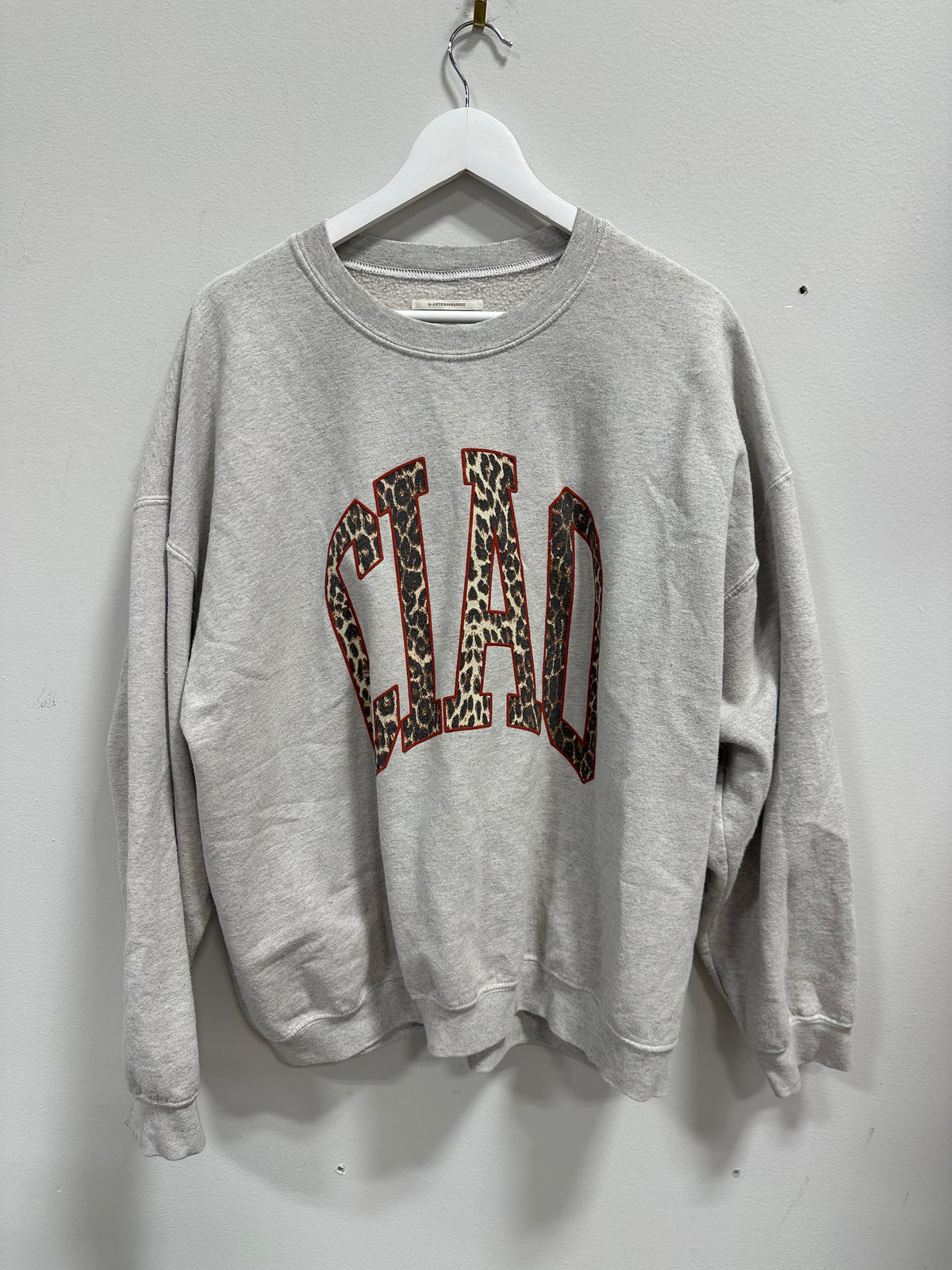 By Anthropologie Ciao Leopard Print Graphic Oversized Sweatshirt - Grey - Large