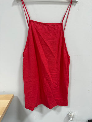 Free People Free-Est Sightseer Linen Apron Tank Top Red Side Button L