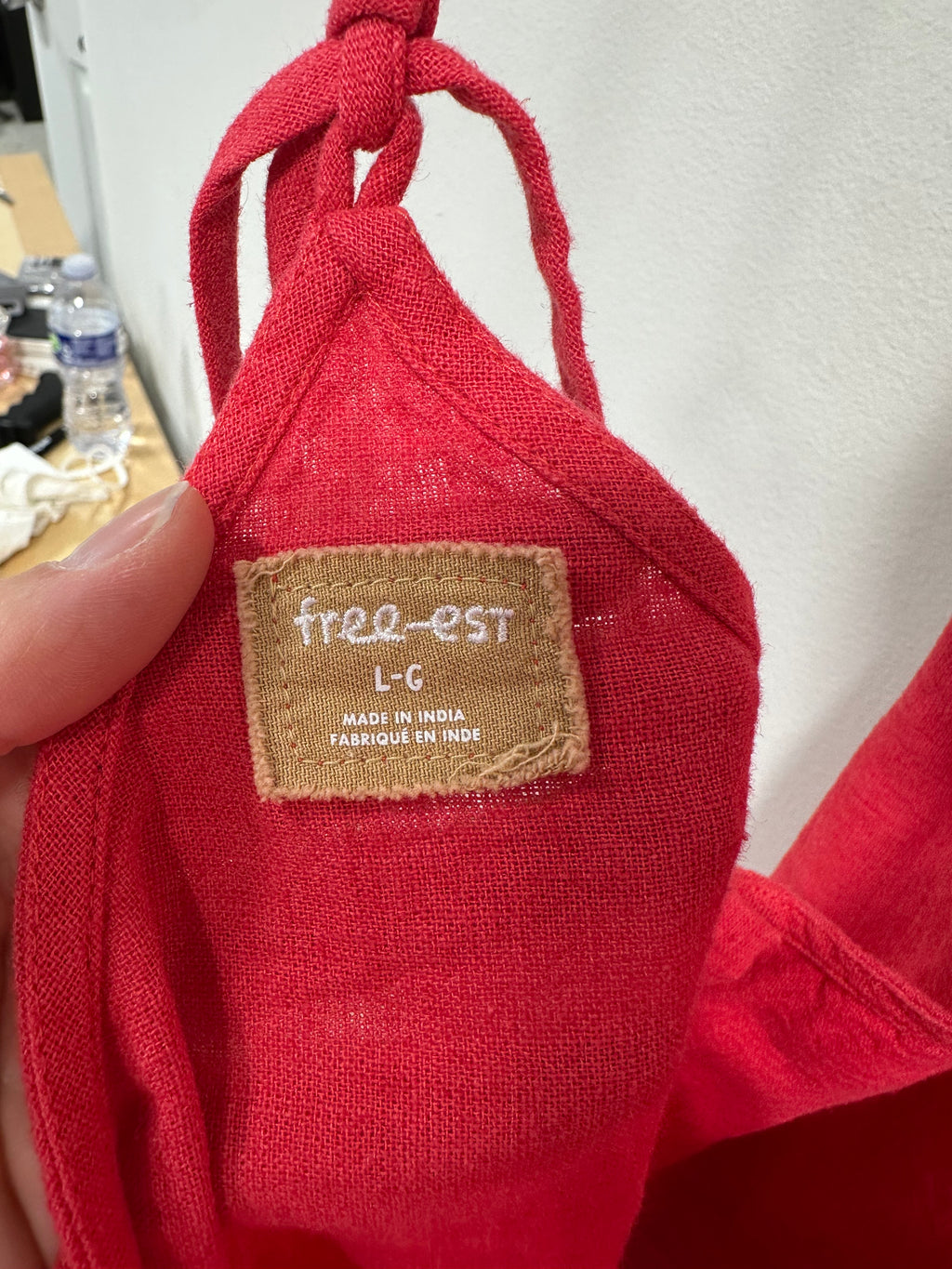 Free People Free-Est Sightseer Linen Apron Tank Top Red Side Button L