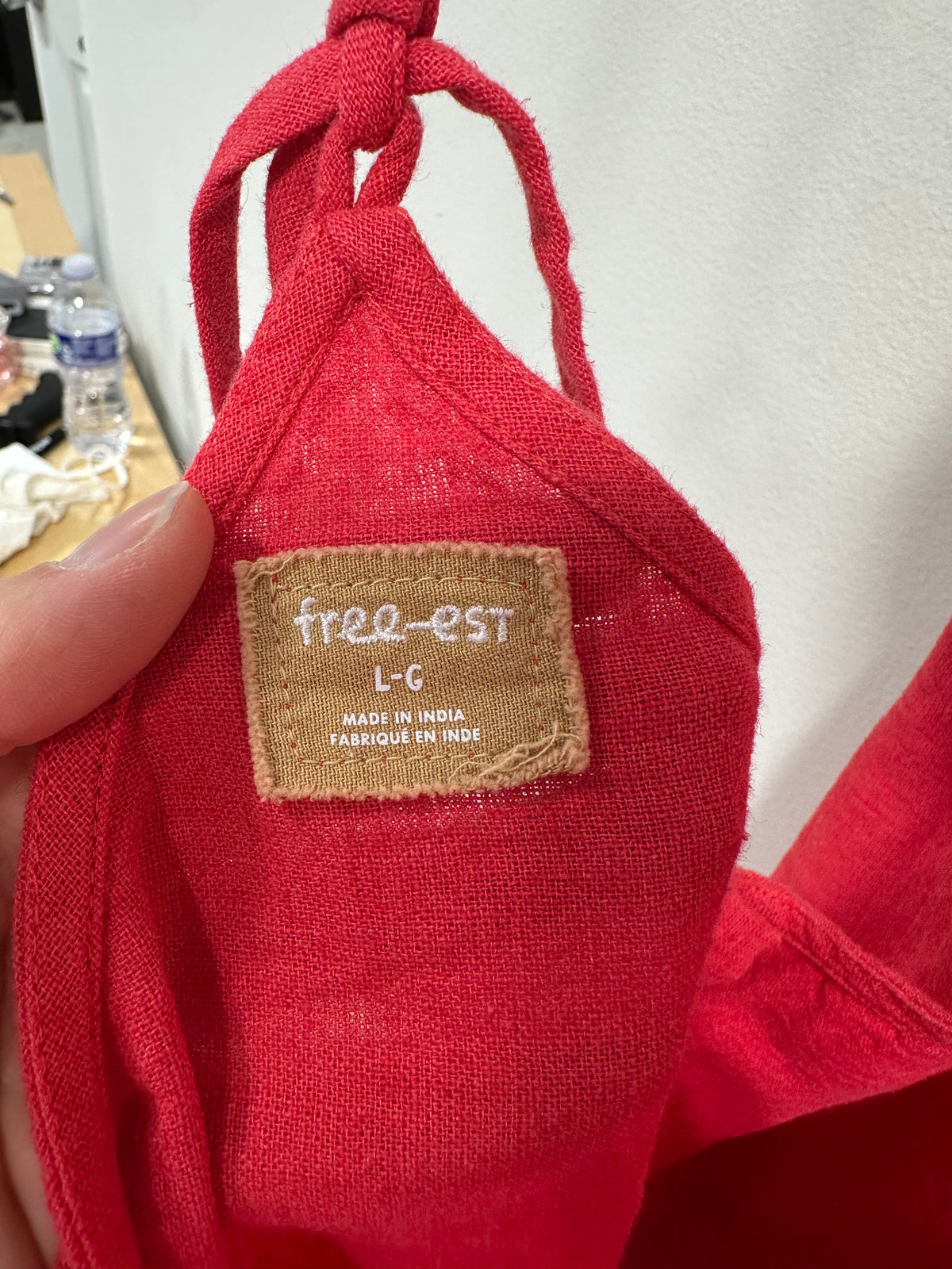 Free People Free-Est Sightseer Linen Apron Tank Top Red Side Button L
