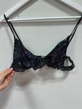 Free People Gold Rush Sequin Bralette Top Midnight Blue Black Combo M