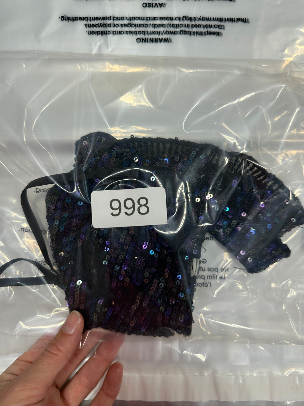Free People Gold Rush Sequin Bralette Top Midnight Blue Black Combo M